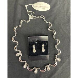 Silver Crystal Necklace Earring Bridal Homecoming Pageant Quality Set New